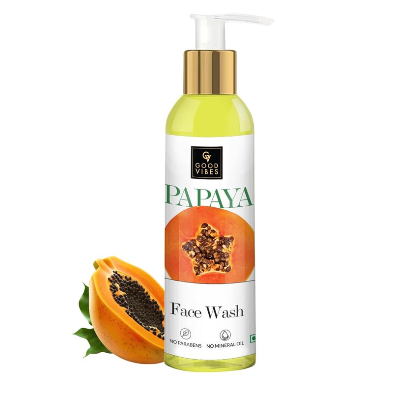Good Vibes Papaya Face Wash | Gentle Exfoliation & Deep Cleansing | Removes Impurities & Dead Cells | Controls Oil & Refreshes Skin | Suitable for All Skin Types | 6.76 Fl Oz (200ml) - Image 1